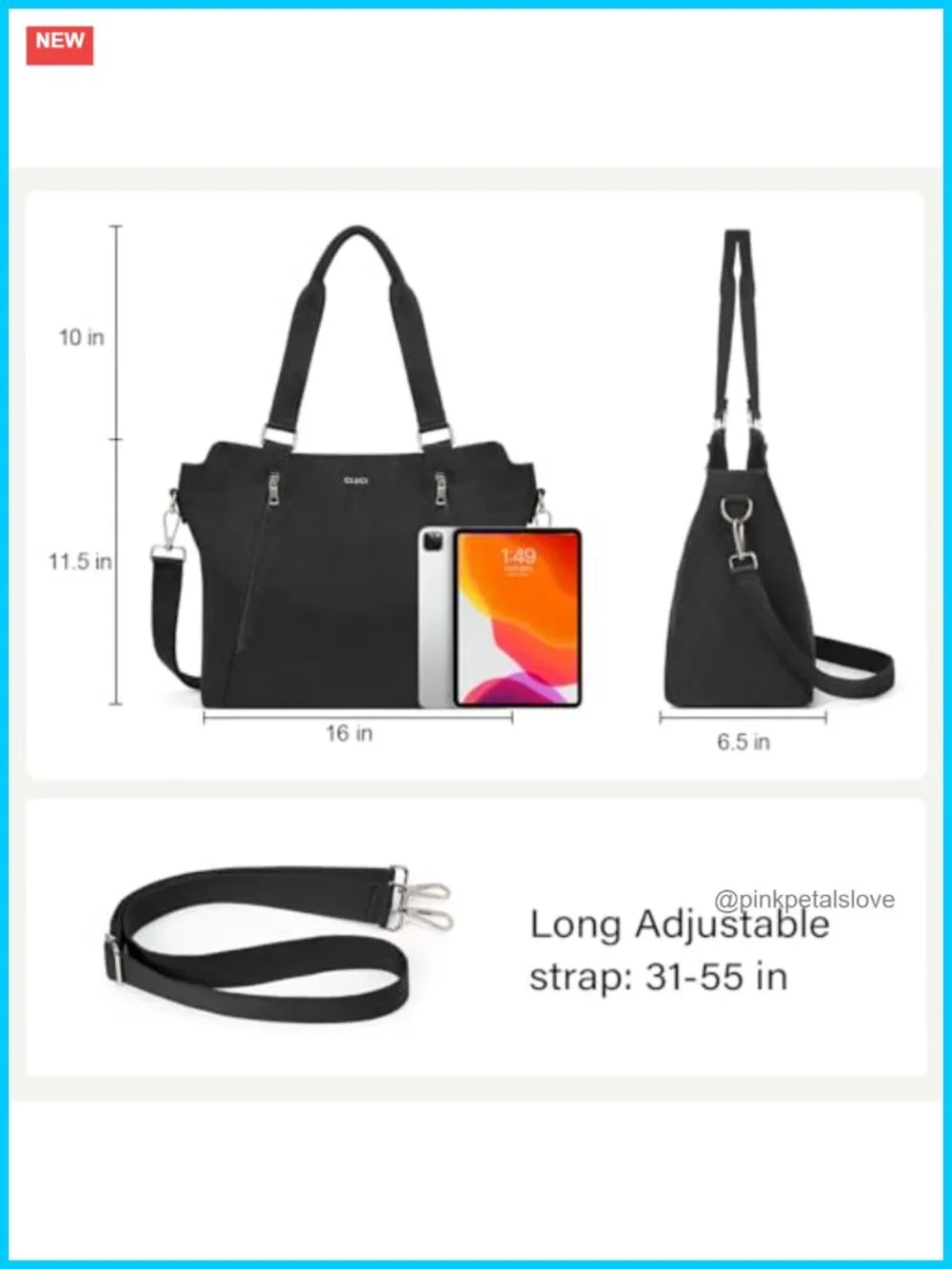 Large Hobo Tote Bag with Multiple Pockets Water Repellent Nylon Shoulder Bag